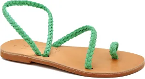 Emmanuela Ancient Greek Handmade Braided Leather Sandals, Quality Ankle Strap Slip on Summer Shoes for Women, Open Toe Flat Sandals, Boho Chic Sandals