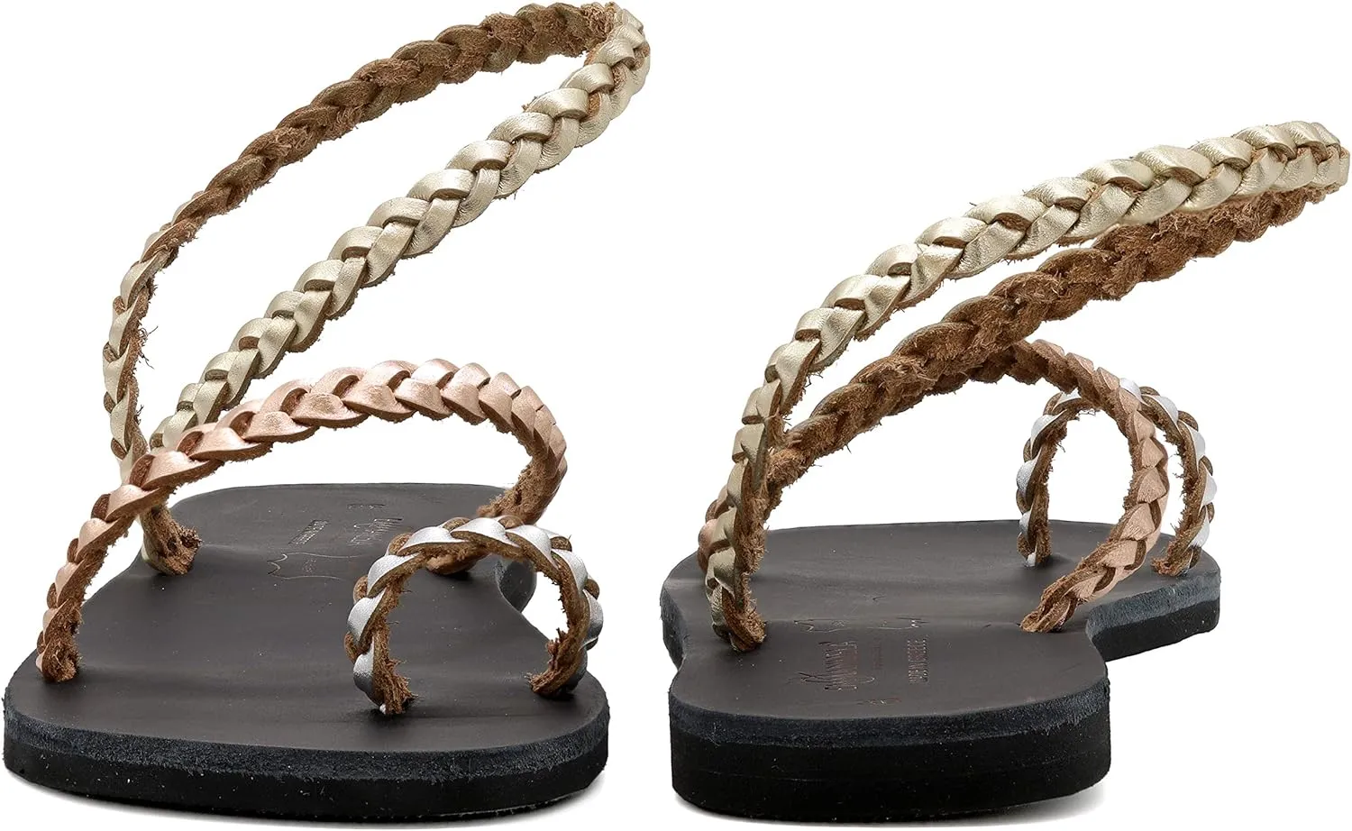 Emmanuela Ancient Greek Handmade Braided Leather Sandals, Quality Ankle Strap Slip on Summer Shoes for Women, Open Toe Flat Sandals, Boho Chic Sandals