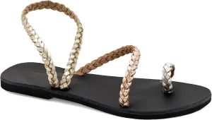 Emmanuela Ancient Greek Handmade Braided Leather Sandals, Quality Ankle Strap Slip on Summer Shoes for Women, Open Toe Flat Sandals, Boho Chic Sandals