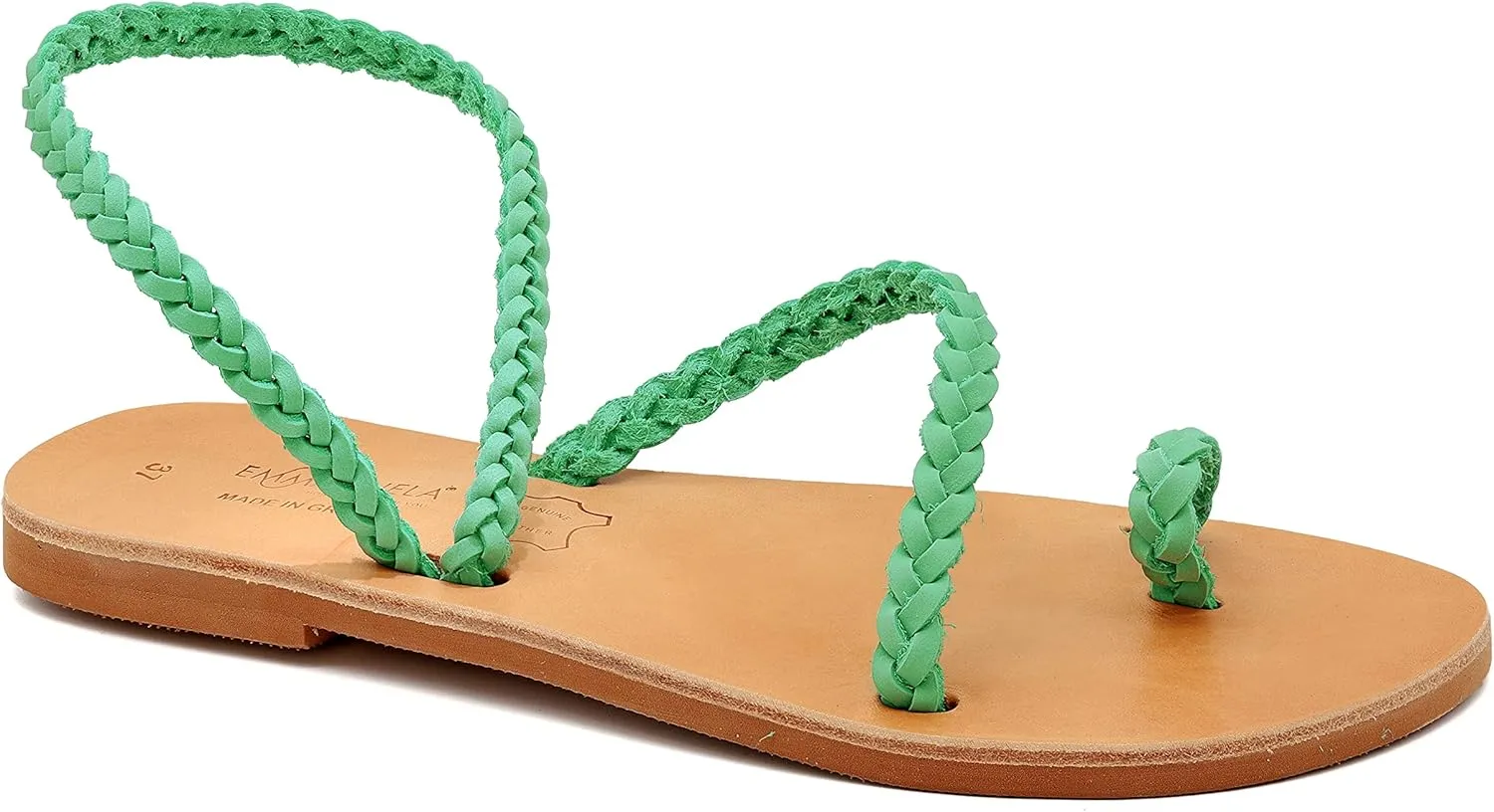 Emmanuela Ancient Greek Handmade Braided Leather Sandals, Quality Ankle Strap Slip on Summer Shoes for Women, Open Toe Flat Sandals, Boho Chic Sandals