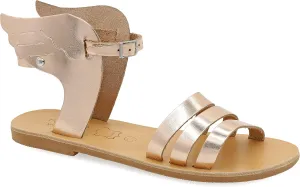 Emmanuela Ancient Greek Leather Sandals with adjustable buckle strap, Quality Handmade Summer Shoes for Women, Boho Chic Strappy Sandals with Wings Rose Gold, White, Black, Yellow