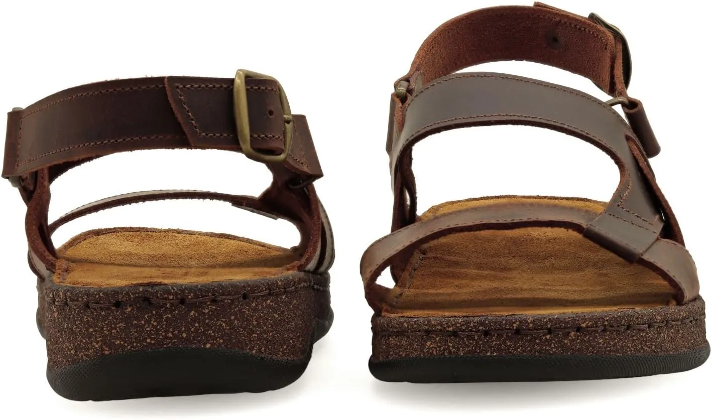Emmanuela Ancient Greek Style Leather Sandals for Men, Handmade Leather Open Toe Men's Sandals, Quality Adjustable Buckle Summer Shoes