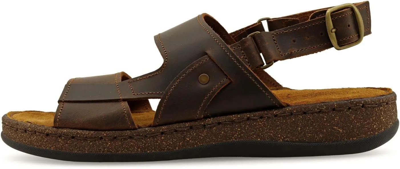 Emmanuela Ancient Greek Style Leather Sandals for Men, Handmade Leather Open Toe Men's Sandals, Quality Adjustable Buckle Summer Shoes