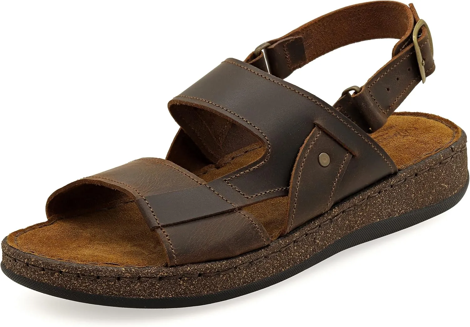 Emmanuela Ancient Greek Style Leather Sandals for Men, Handmade Leather Open Toe Men's Sandals, Quality Adjustable Buckle Summer Shoes