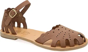 Emmanuela Ancient Greek Style Sandals, Handmade Leather Closed Toe Flat Sandals, Quality Adjustable Sandals, Ankle Strap Summer Shoes for Women, Boho Chic Caged Sandals