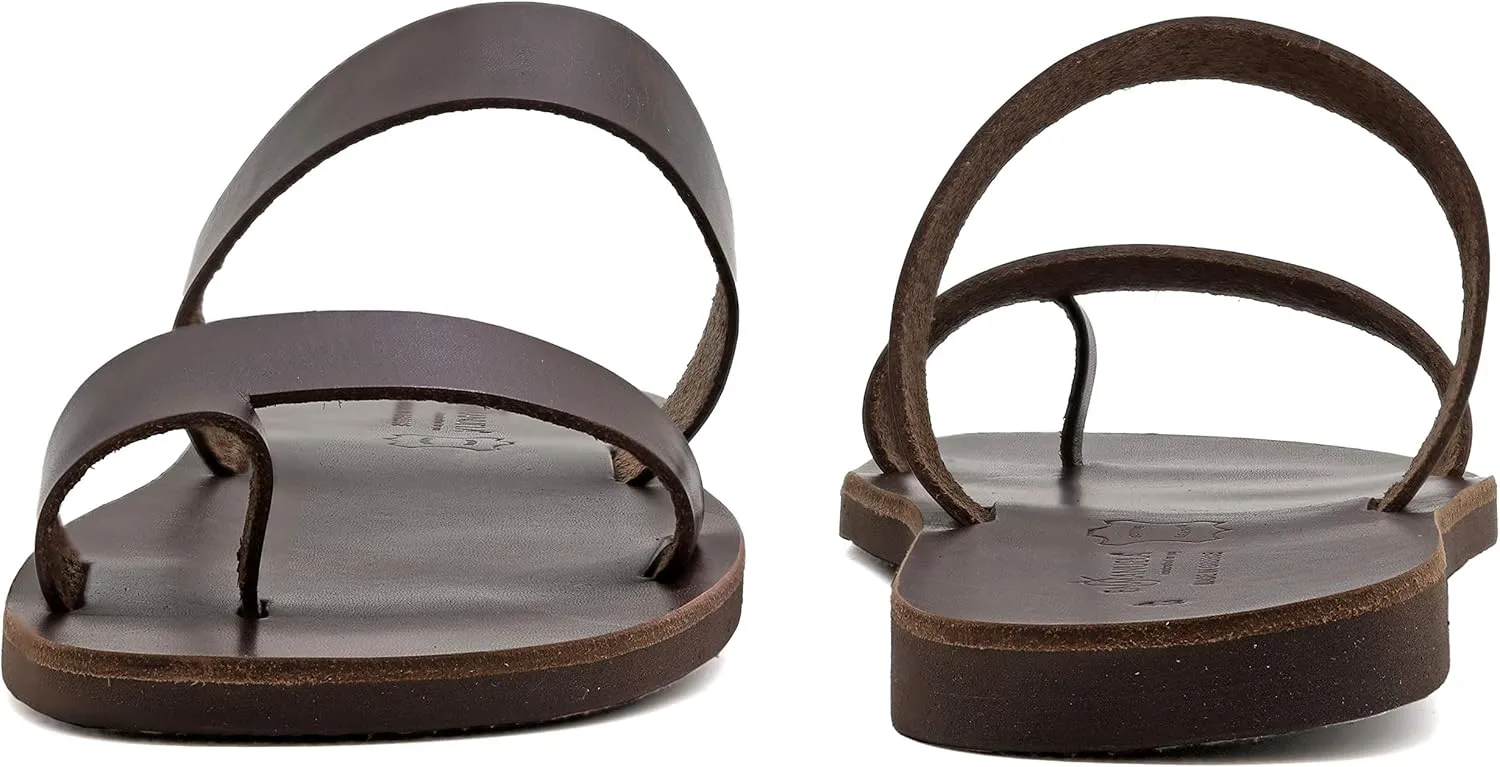 Emmanuela Greek Handmade Leather Sandals, Quality Slide on Sandals, Summer Shoes for Men, Ring Toe Sandals, Slider Sandals for men