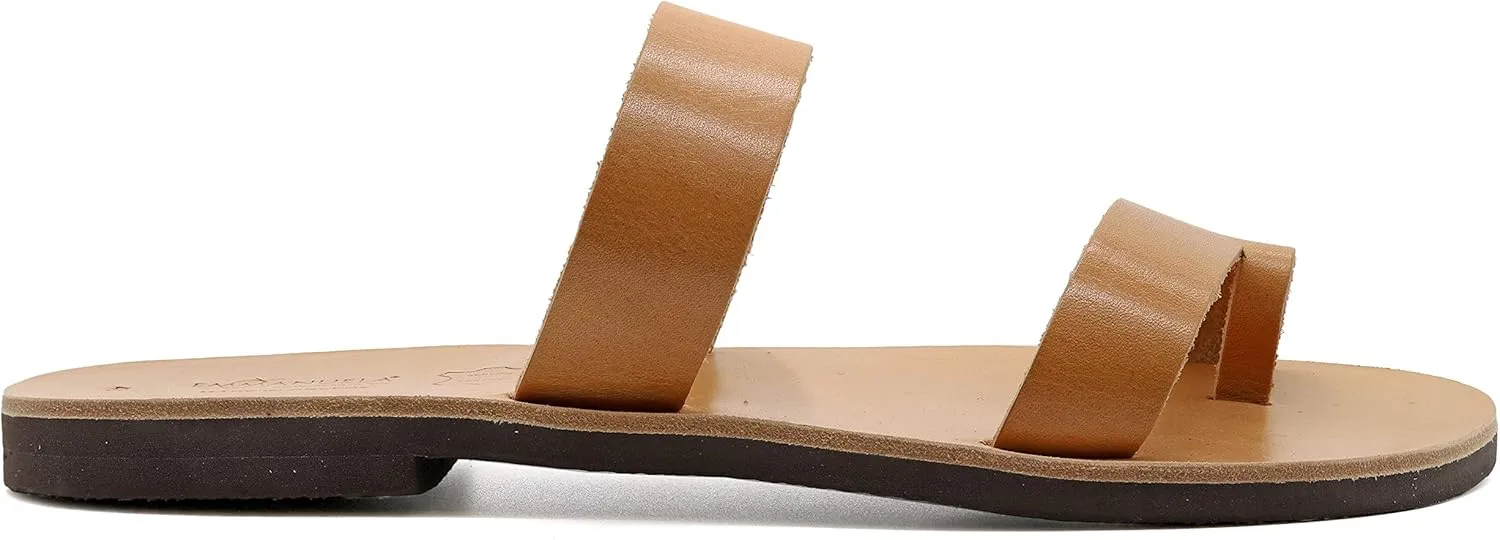 Emmanuela Greek Handmade Leather Sandals, Quality Slide on Sandals, Summer Shoes for Men, Ring Toe Sandals, Slider Sandals for men