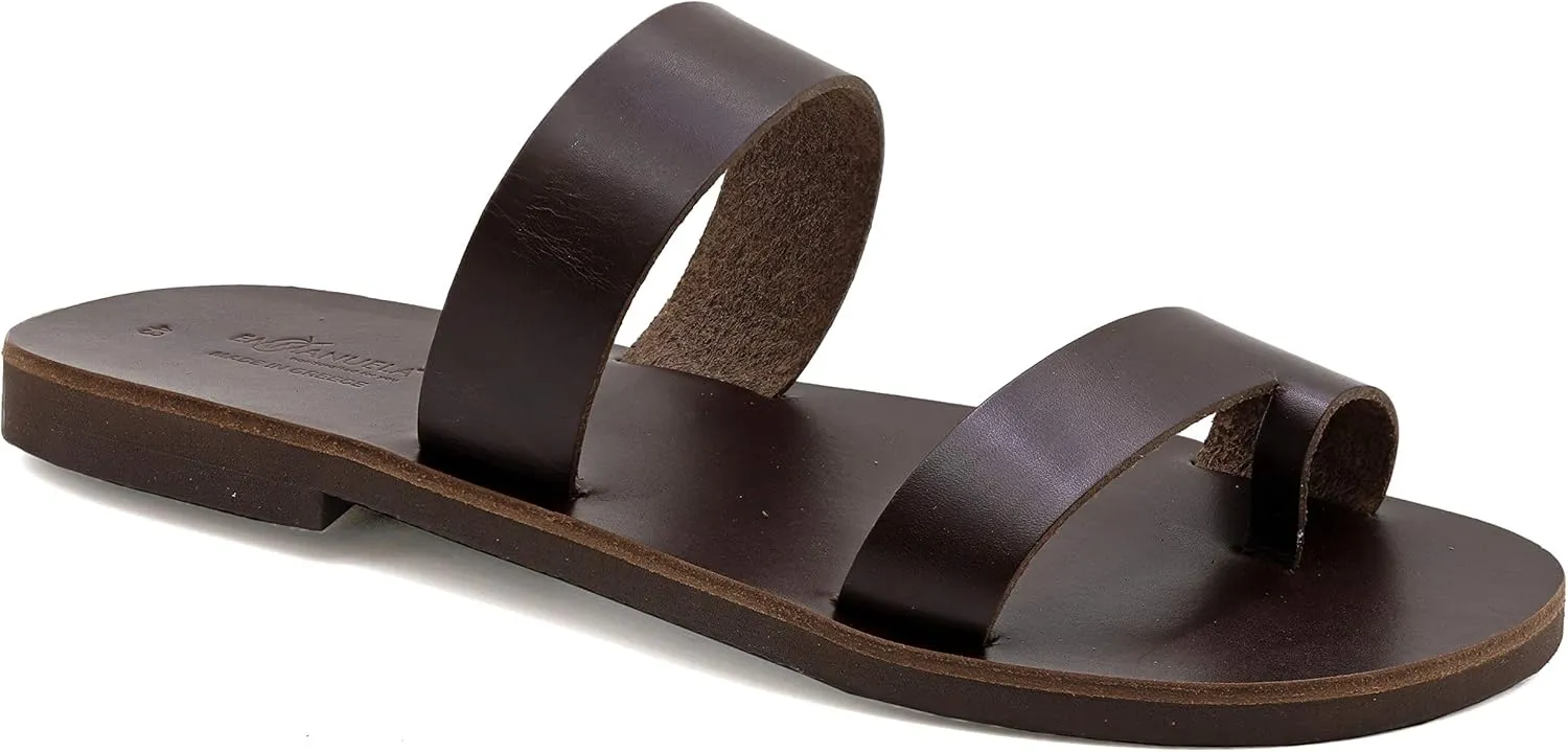 Emmanuela Greek Handmade Leather Sandals, Quality Slide on Sandals, Summer Shoes for Men, Ring Toe Sandals, Slider Sandals for men