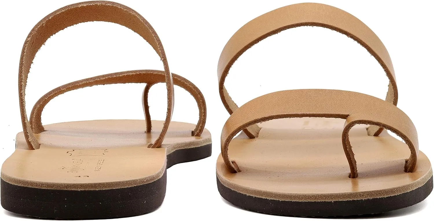 Emmanuela Greek Handmade Leather Sandals, Quality Slide on Sandals, Summer Shoes for Men, Ring Toe Sandals, Slider Sandals for men