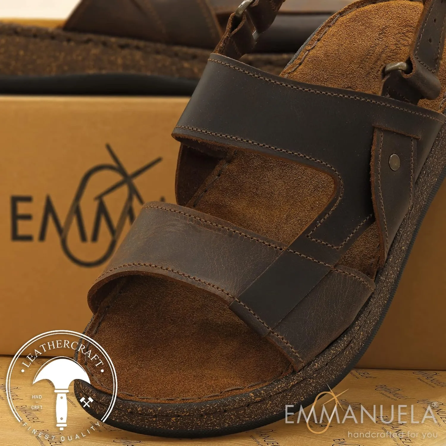 Emmanuela Greek Handmade Leather Sandals, Quality Slide on Sandals, Summer Shoes for Men, Ring Toe Sandals, Slider Sandals for men