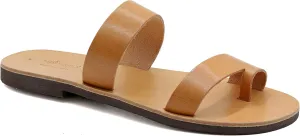 Emmanuela Greek Handmade Leather Sandals, Quality Slide on Sandals, Summer Shoes for Men, Ring Toe Sandals, Slider Sandals for men