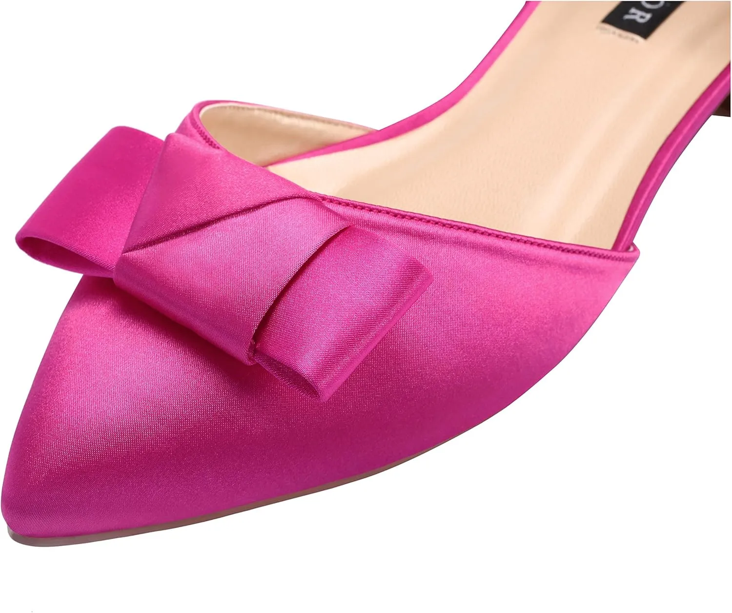 ERIJUNOR Comfortable Low Heel Wedding Shoes with Bow Knot D’orsay Pointy Toe Flats