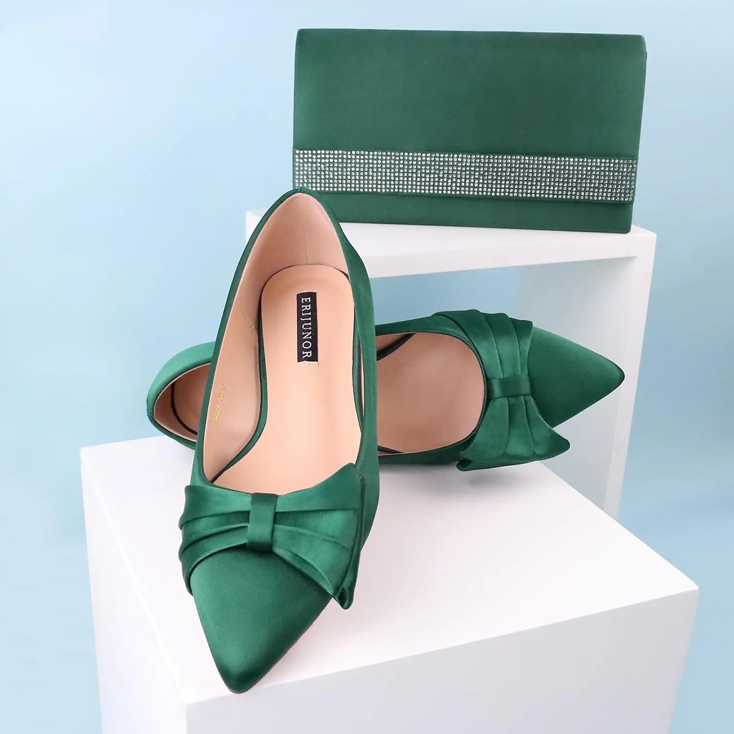 ERIJUNOR Wedding Flats Comfortable Flat Shoes for Women Closed Toe Wide Width Evening Party Dress Shoes