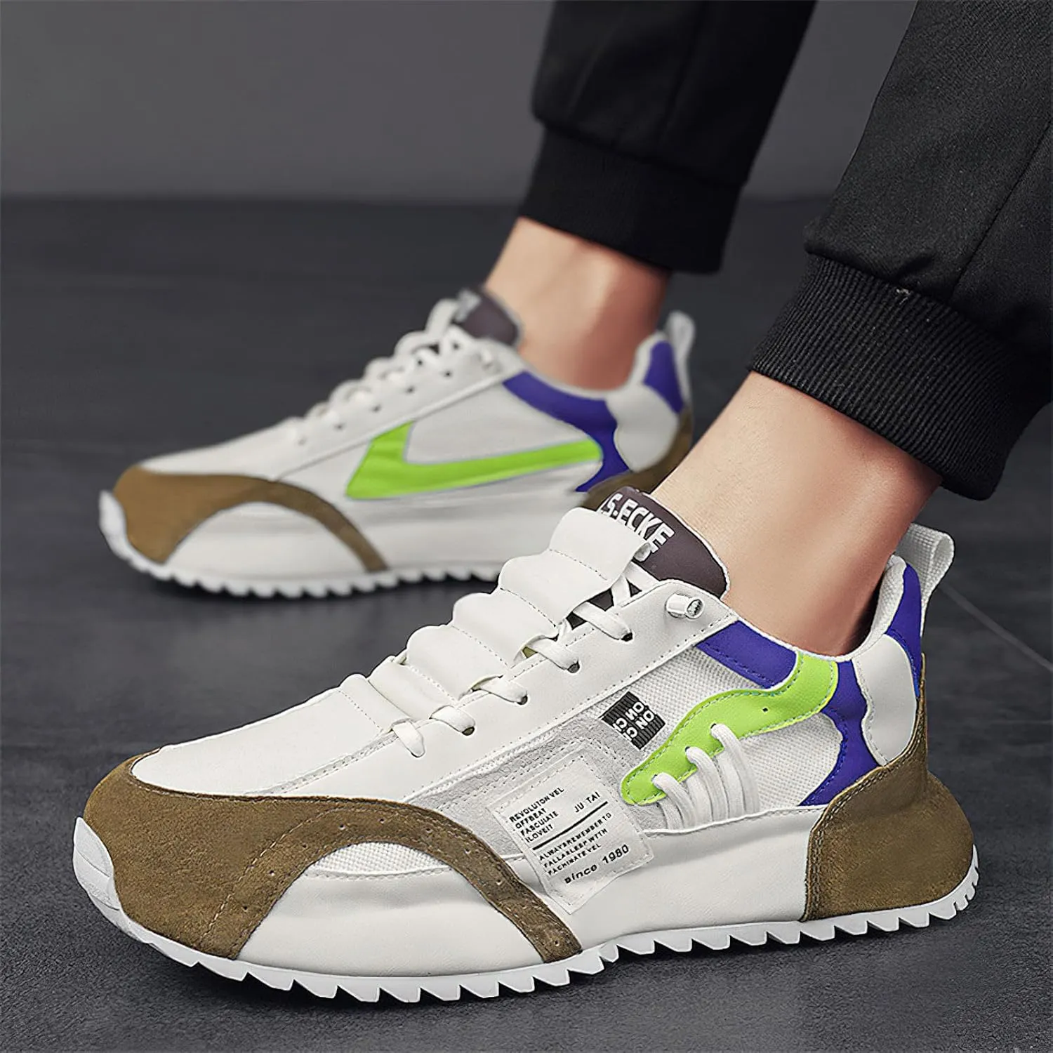 Exusiai Men's Casual Fashion Sports Shoes Low-Top Breathable Fabric Upper Round Toe Cap Sneakers Outdoor Walking Jogging