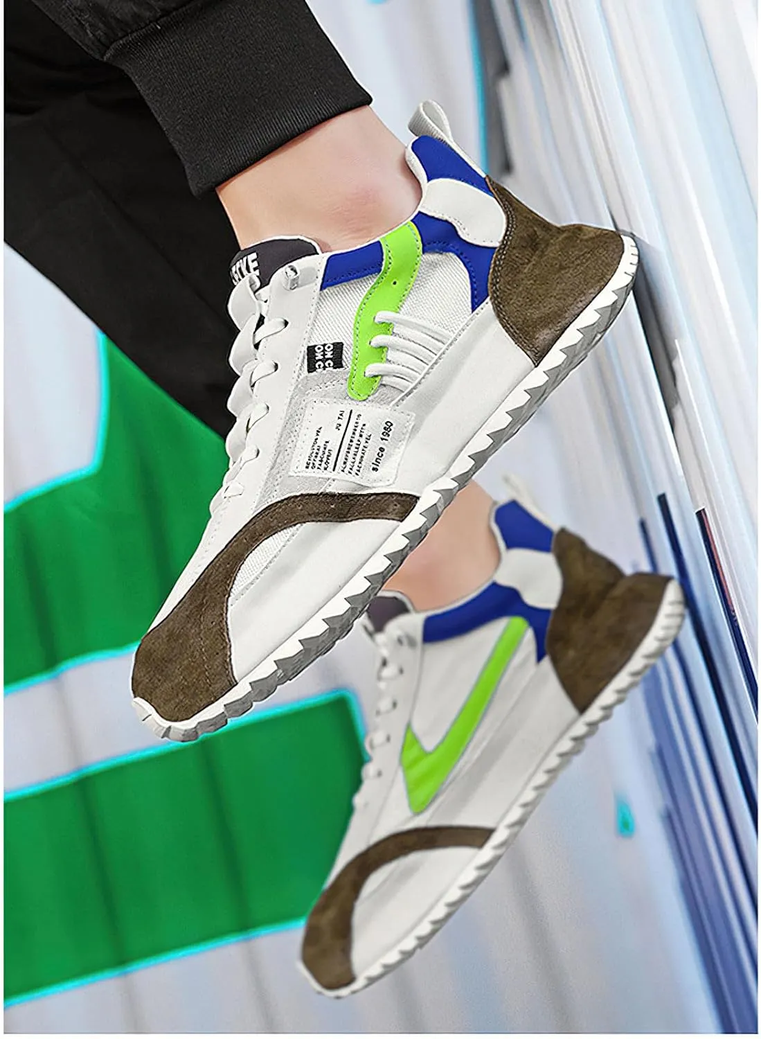 Exusiai Men's Casual Fashion Sports Shoes Low-Top Breathable Fabric Upper Round Toe Cap Sneakers Outdoor Walking Jogging