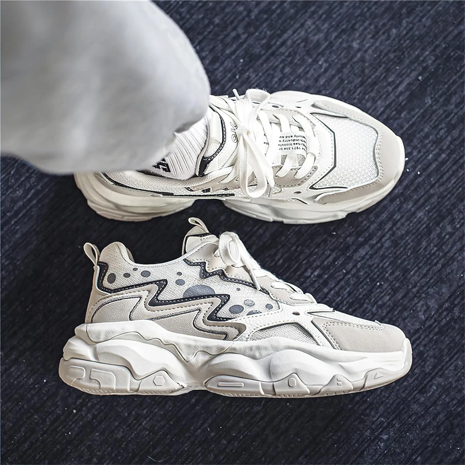 Exusiai Men's Platform Dad Shoes Fashion Chunky Sneakers Casual Tennis Shoes Non-Slip Breathable Walking Running
