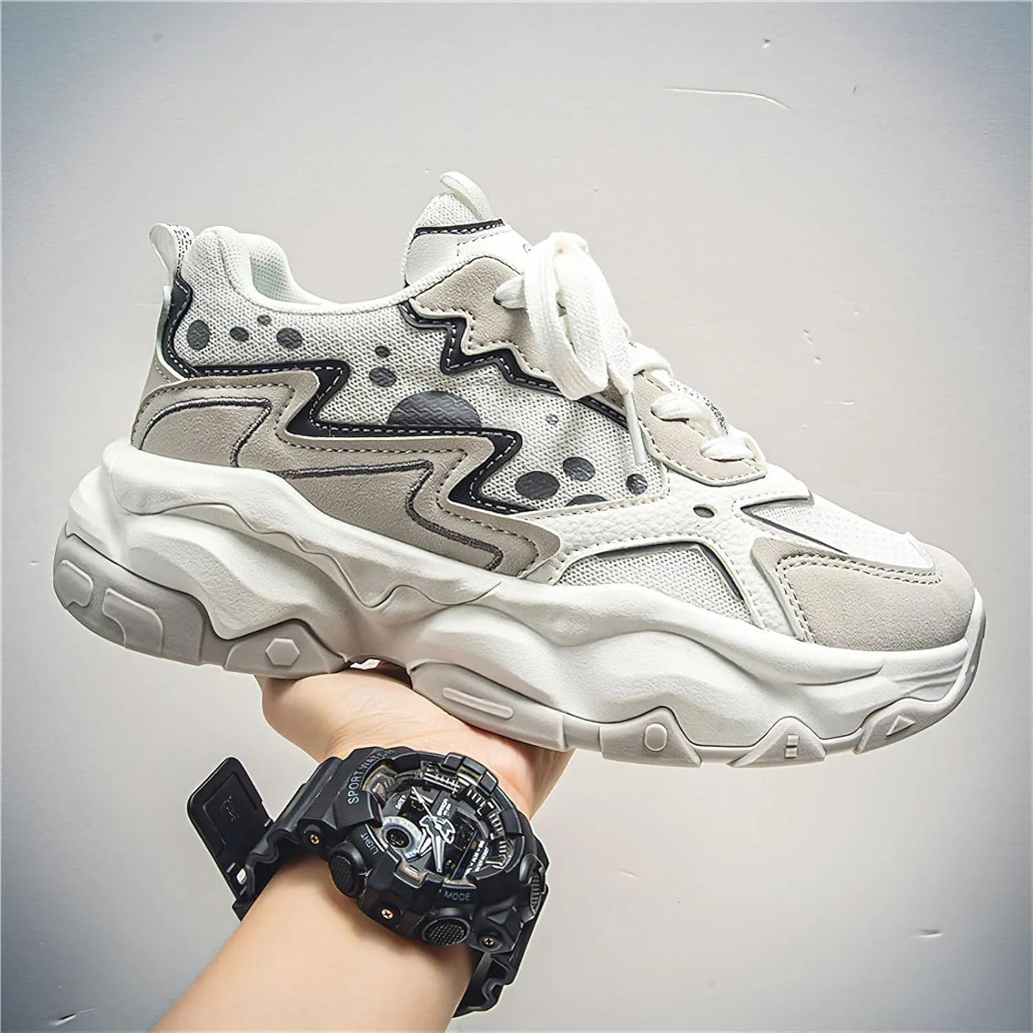 Exusiai Men's Platform Dad Shoes Fashion Chunky Sneakers Casual Tennis Shoes Non-Slip Breathable Walking Running