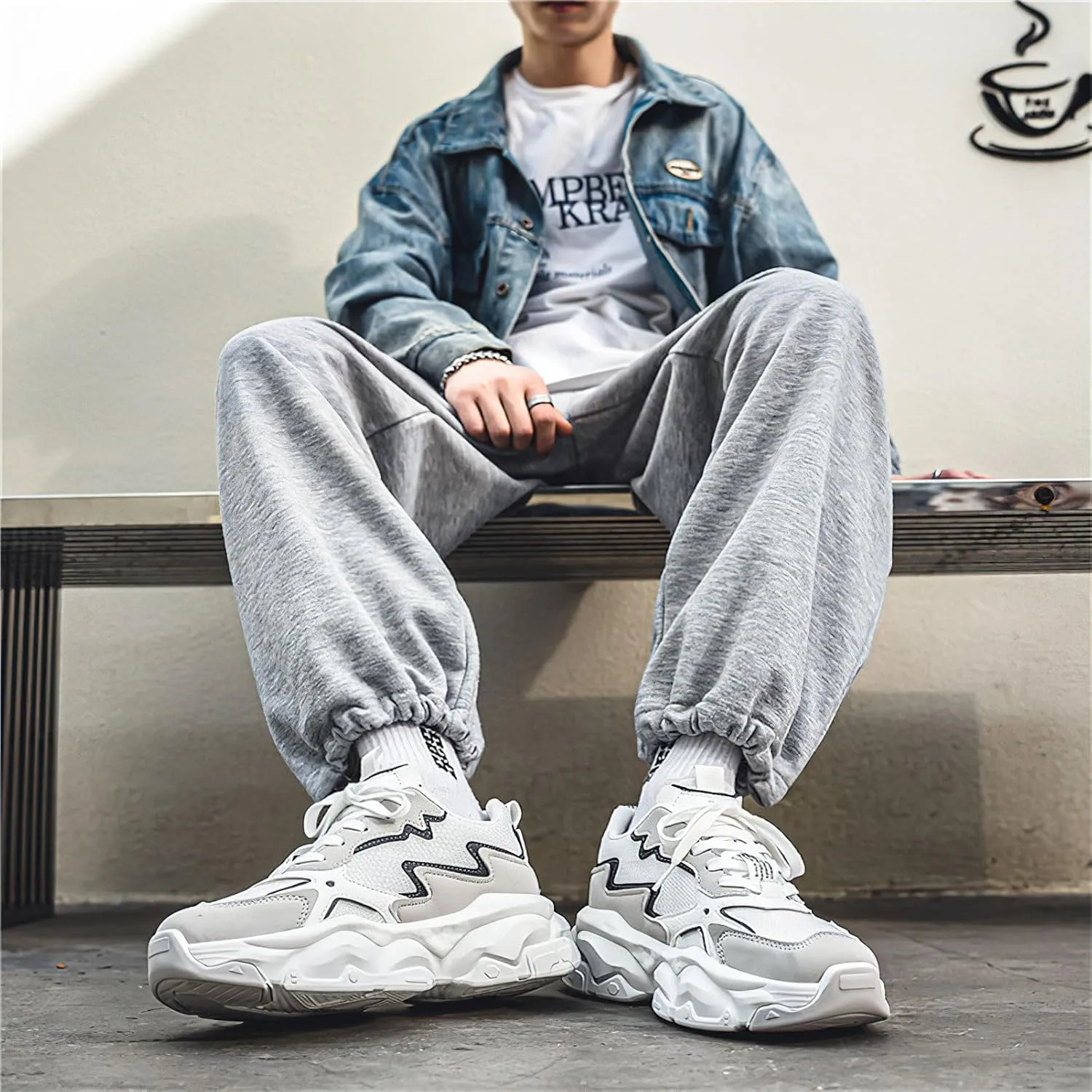 Exusiai Men's Platform Dad Shoes Fashion Chunky Sneakers Casual Tennis Shoes Non-Slip Breathable Walking Running