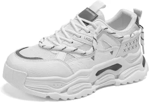 Fashion Breathable Mesh Lace Up Platform Sneakers for Men Casual Non Slip Jogging Walking Sport Gym Driving Shoes