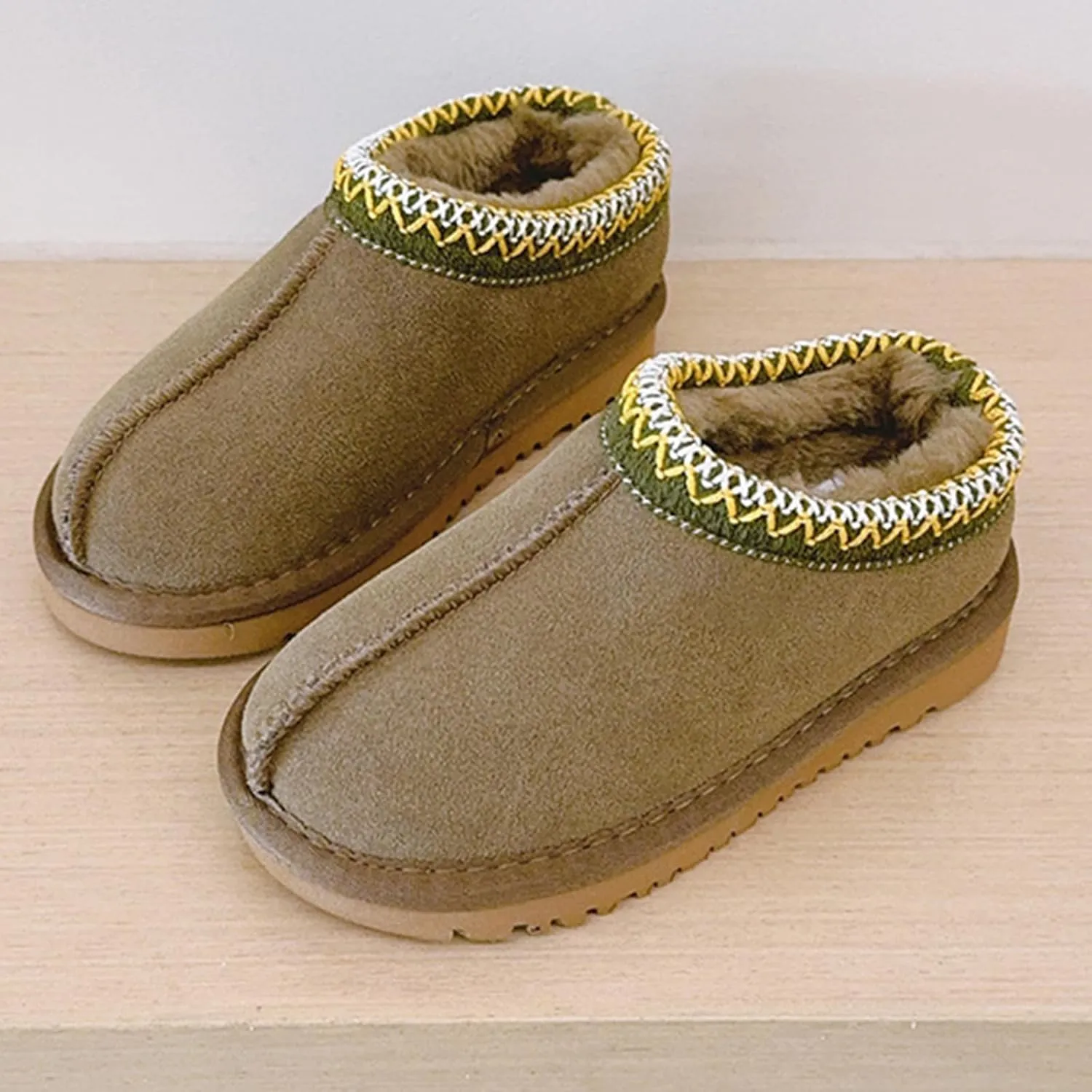 Fashion Winter Plush Platform Boots Little Kids Ankle Boots Toddler Kids Wool Lined Slippers Girls Boys Outdoor Warm Indoor Home Anti-slip Trendy Mini Boots