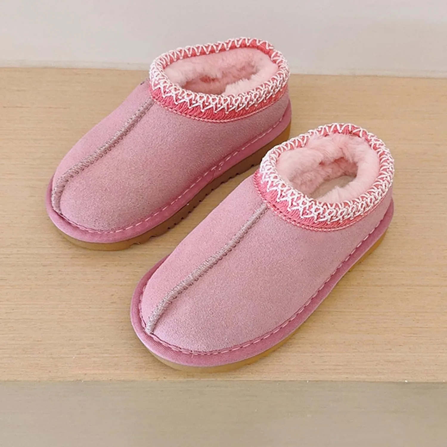 Fashion Winter Plush Platform Boots Little Kids Ankle Boots Toddler Kids Wool Lined Slippers Girls Boys Outdoor Warm Indoor Home Anti-slip Trendy Mini Boots