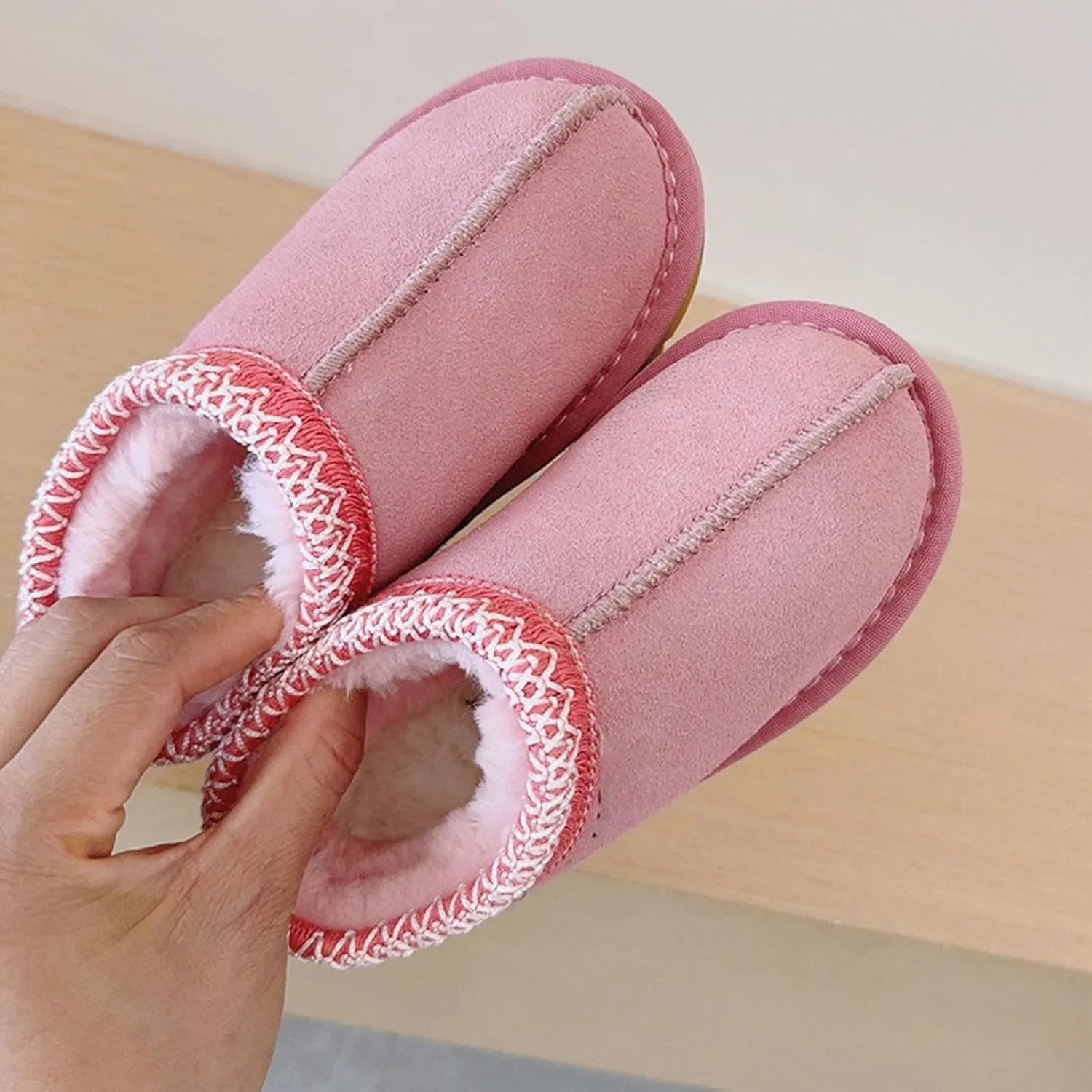 Fashion Winter Plush Platform Boots Little Kids Ankle Boots Toddler Kids Wool Lined Slippers Girls Boys Outdoor Warm Indoor Home Anti-slip Trendy Mini Boots