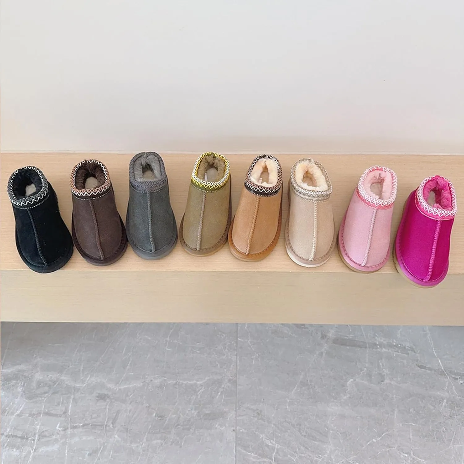 Fashion Winter Plush Platform Boots Little Kids Ankle Boots Toddler Kids Wool Lined Slippers Girls Boys Outdoor Warm Indoor Home Anti-slip Trendy Mini Boots