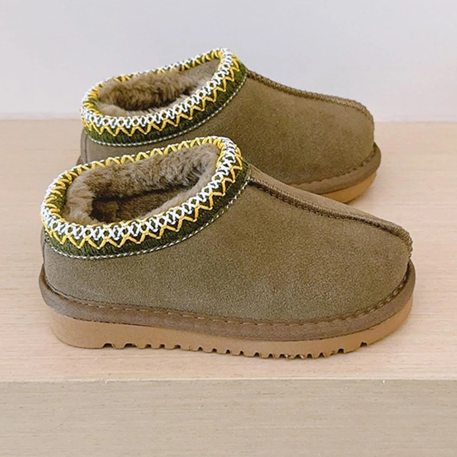 Fashion Winter Plush Platform Boots Little Kids Ankle Boots Toddler Kids Wool Lined Slippers Girls Boys Outdoor Warm Indoor Home Anti-slip Trendy Mini Boots