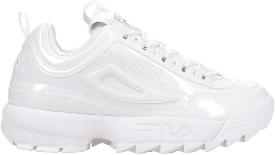 Fila Women's Disruptor II Shine Metallic Shoes, White/White/White - 7.5