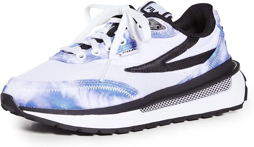 Fila Women's Renno Tie Dye Sneakers, White/Cobalt Blue/Storm Blue, 9 Medium US