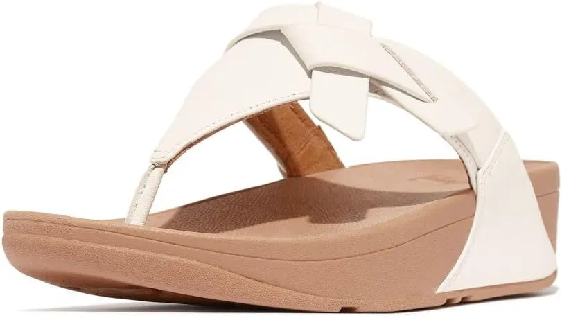 FitFlop Women's Lulu Folded-Knot Leather Toe-Post Sandals Wedge