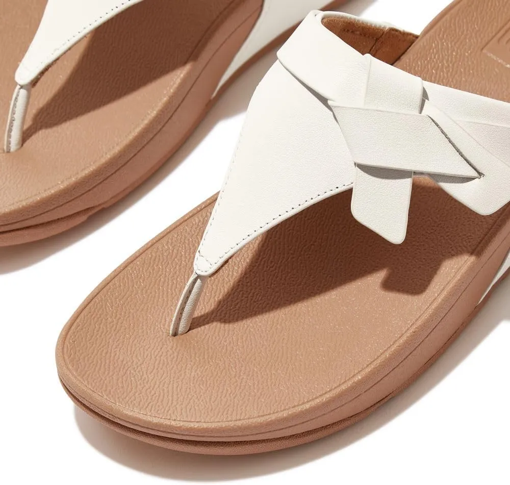 FitFlop Women's Lulu Folded-Knot Leather Toe-Post Sandals Wedge