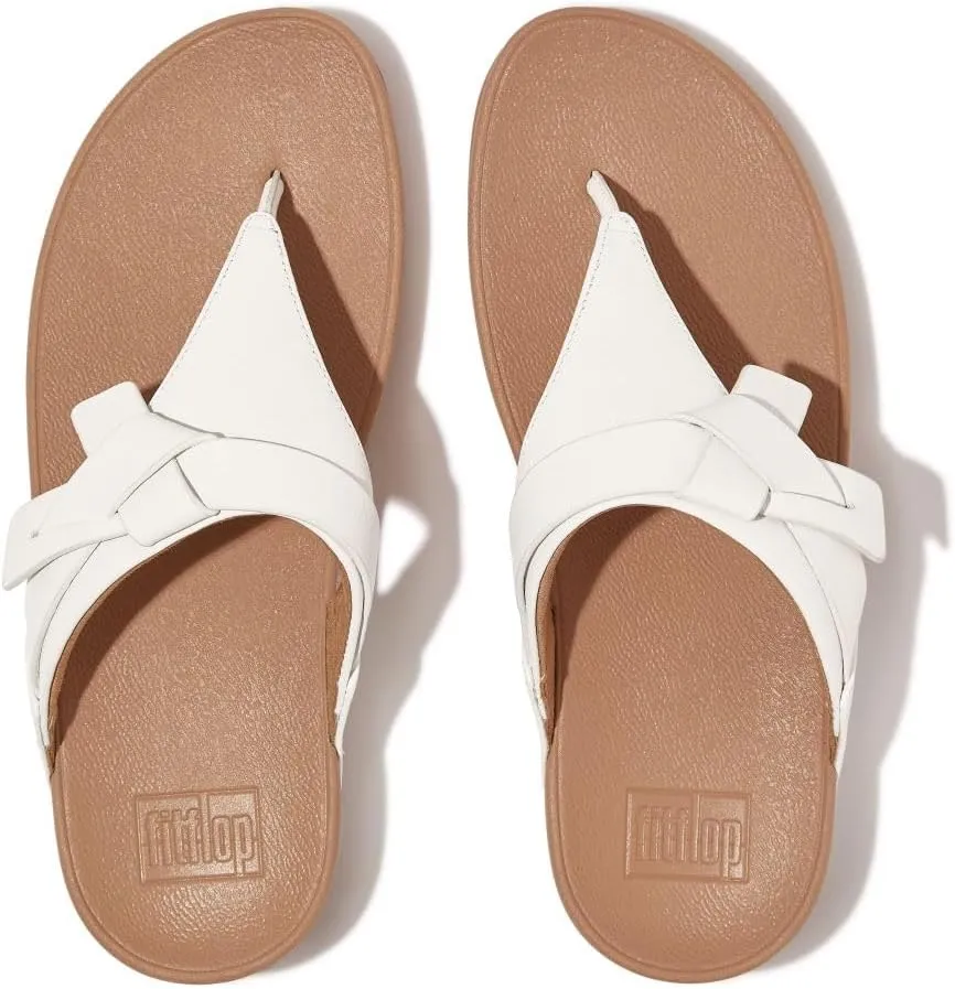 FitFlop Women's Lulu Folded-Knot Leather Toe-Post Sandals Wedge
