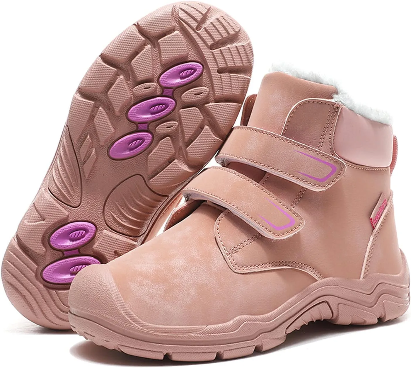 FLIOZY Kids Snow Boots Boys Girls Winter Warm Lined Hiking Walking Boots Outdoor Non-Slip Trekking Shoes Ankle Boots