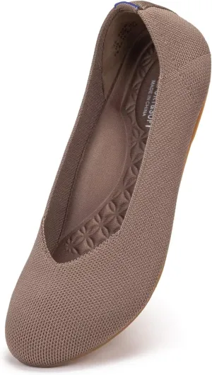 Frank Mully Women's Wide Width Flats Ballet Flats Round Toe Knit Flat Shoes with Arch Support Wide Toe Box
