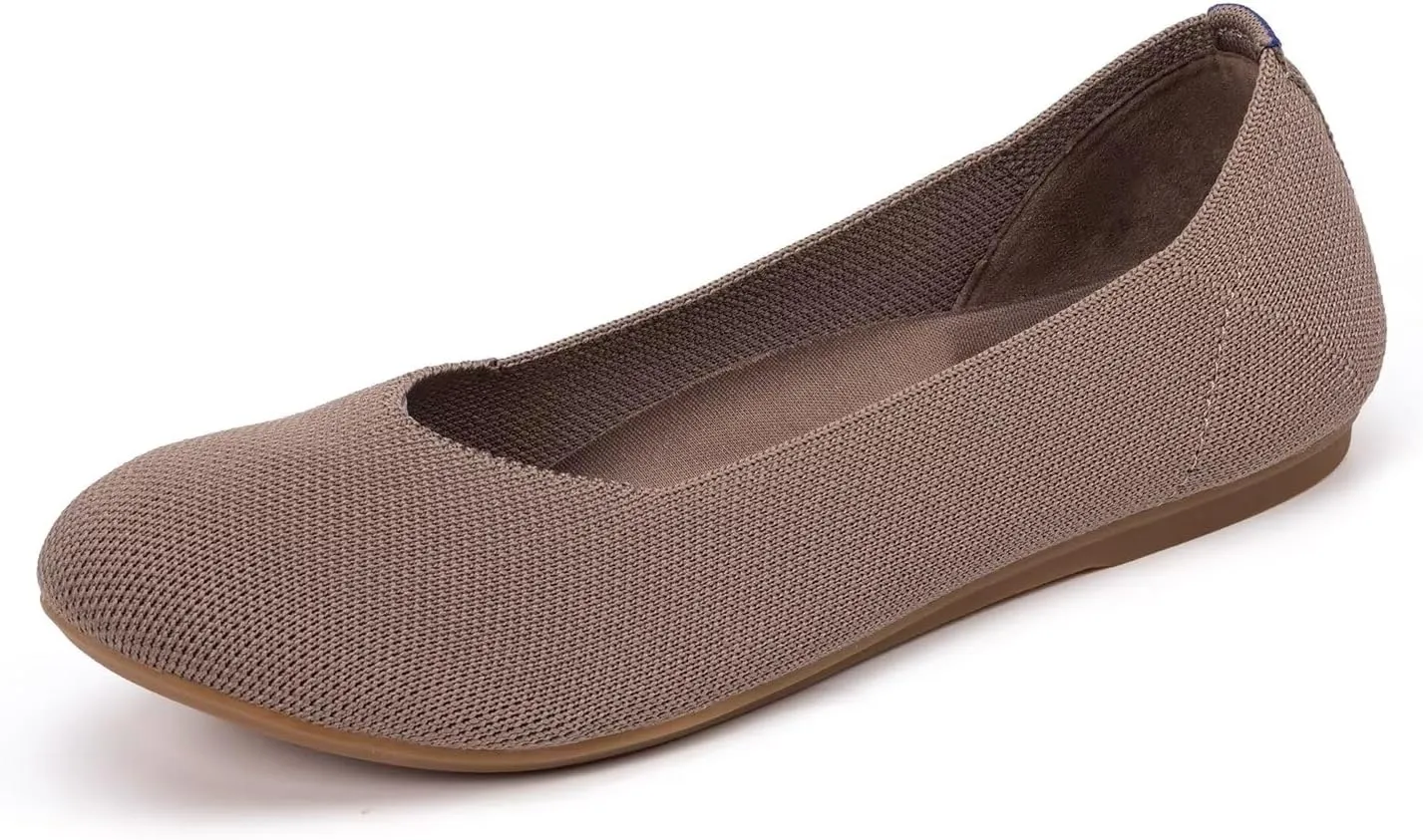 Frank Mully Women's Wide Width Flats Ballet Flats Round Toe Knit Flat Shoes with Arch Support Wide Toe Box