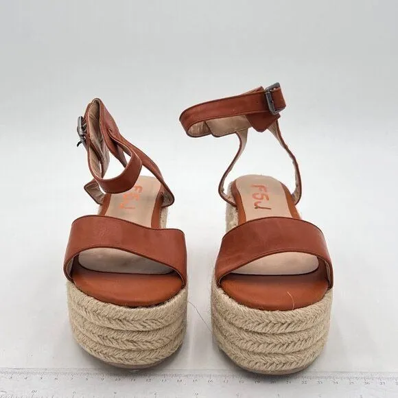 FSJ Women Chic Open Toe Platform Wedge High Heel Espadrilles Sandals Fashion Ank