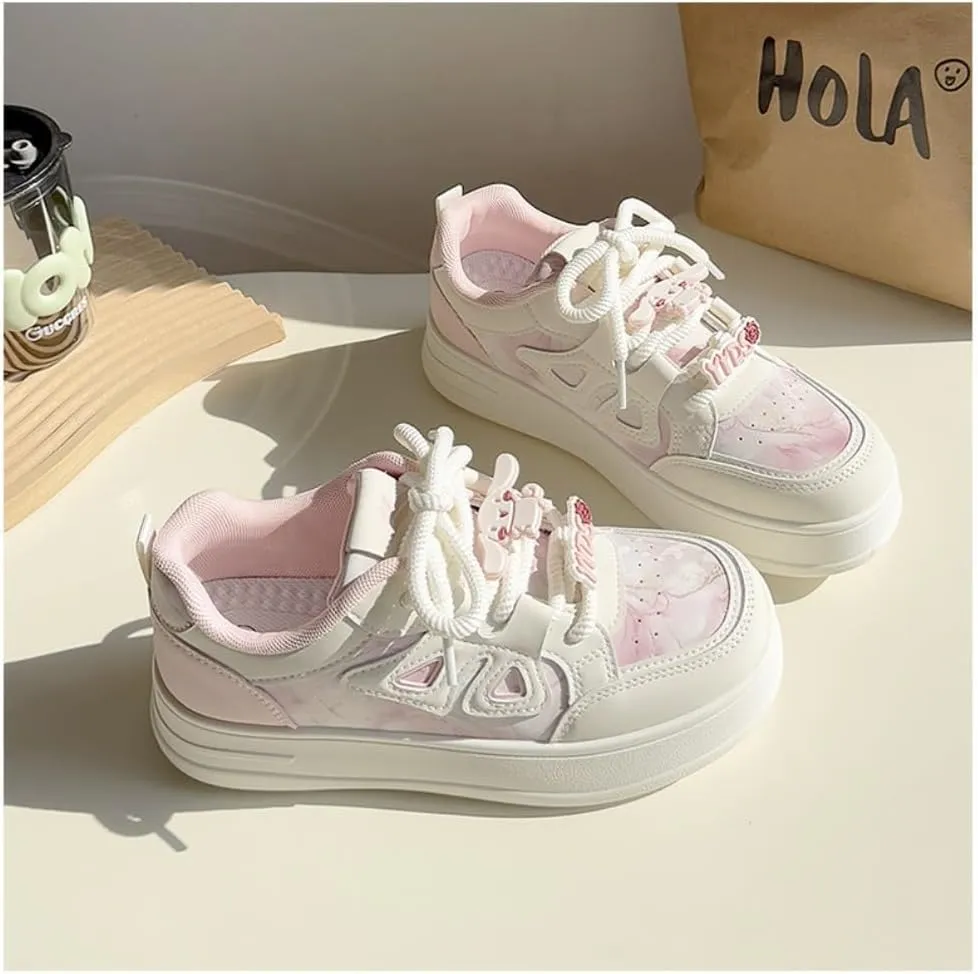 Geerta Dopamine Kawaii Sneakers Cute Y2K Chunky Shoes Casual Tennis Gym Fitness Outdoor Hiking Comfortable Chunky Platform for Women Trendy Preppy Back to School Gift for Girls Granddaughter Travel