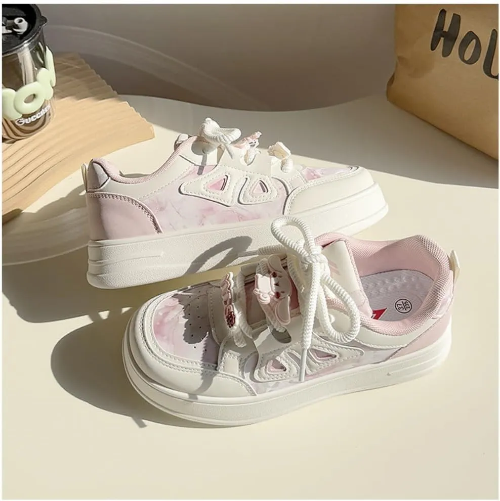 Geerta Dopamine Kawaii Sneakers Cute Y2K Chunky Shoes Casual Tennis Gym Fitness Outdoor Hiking Comfortable Chunky Platform for Women Trendy Preppy Back to School Gift for Girls Granddaughter Travel