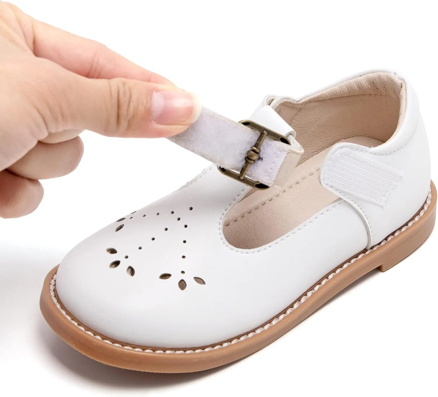 GINFIVE Toddler Girls Dress Shoes Little Kids Flats School Mary Janes Shoes