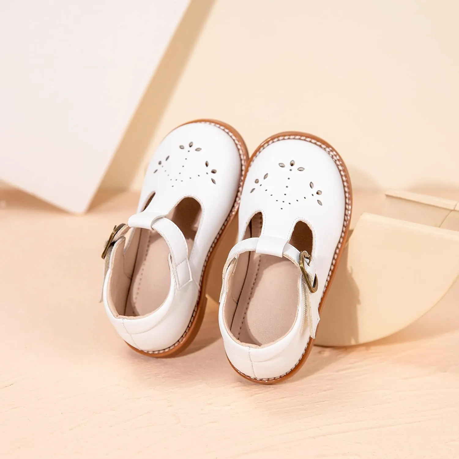 GINFIVE Toddler Girls Dress Shoes Little Kids Flats School Mary Janes Shoes