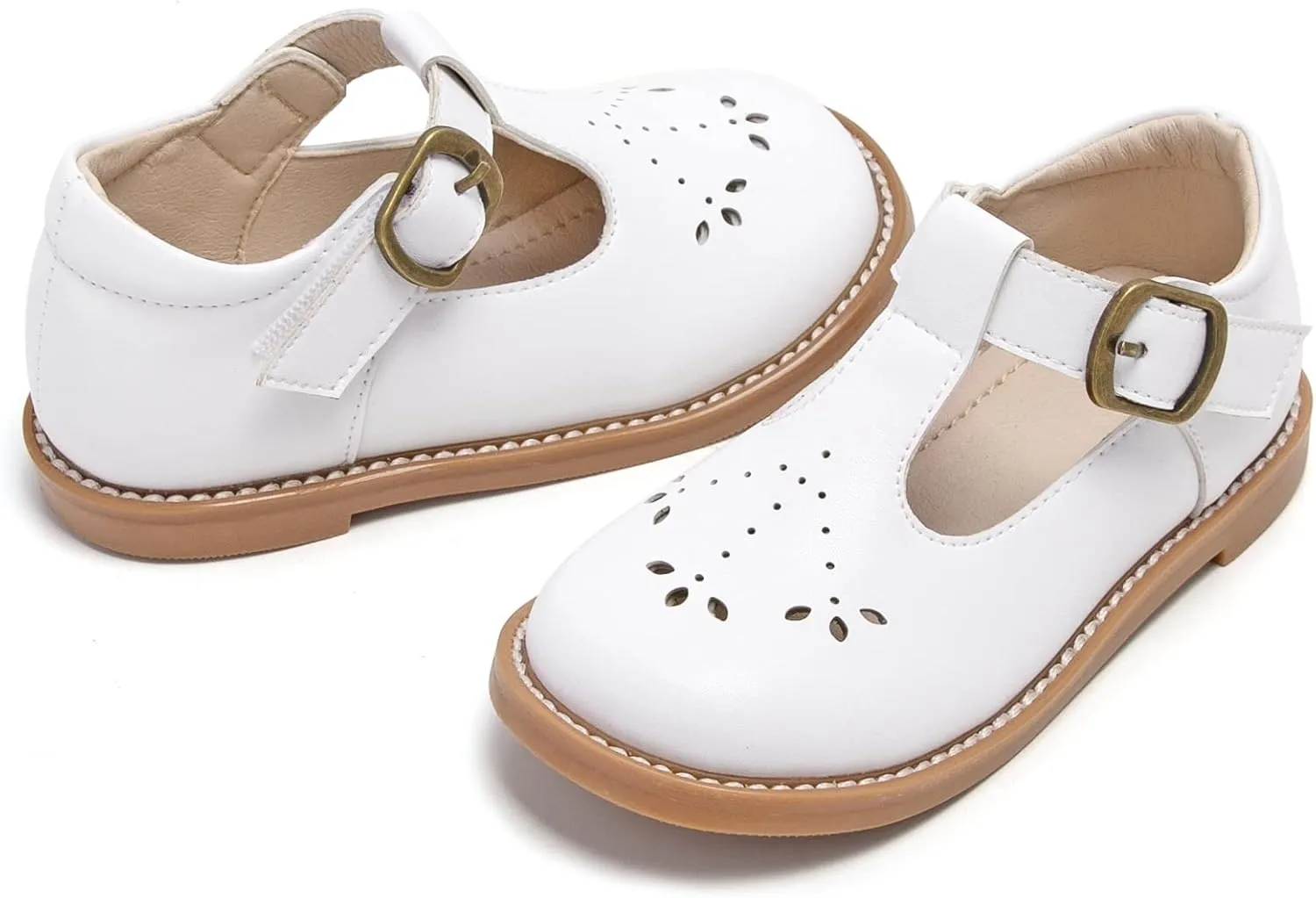 GINFIVE Toddler Girls Dress Shoes Little Kids Flats School Mary Janes Shoes