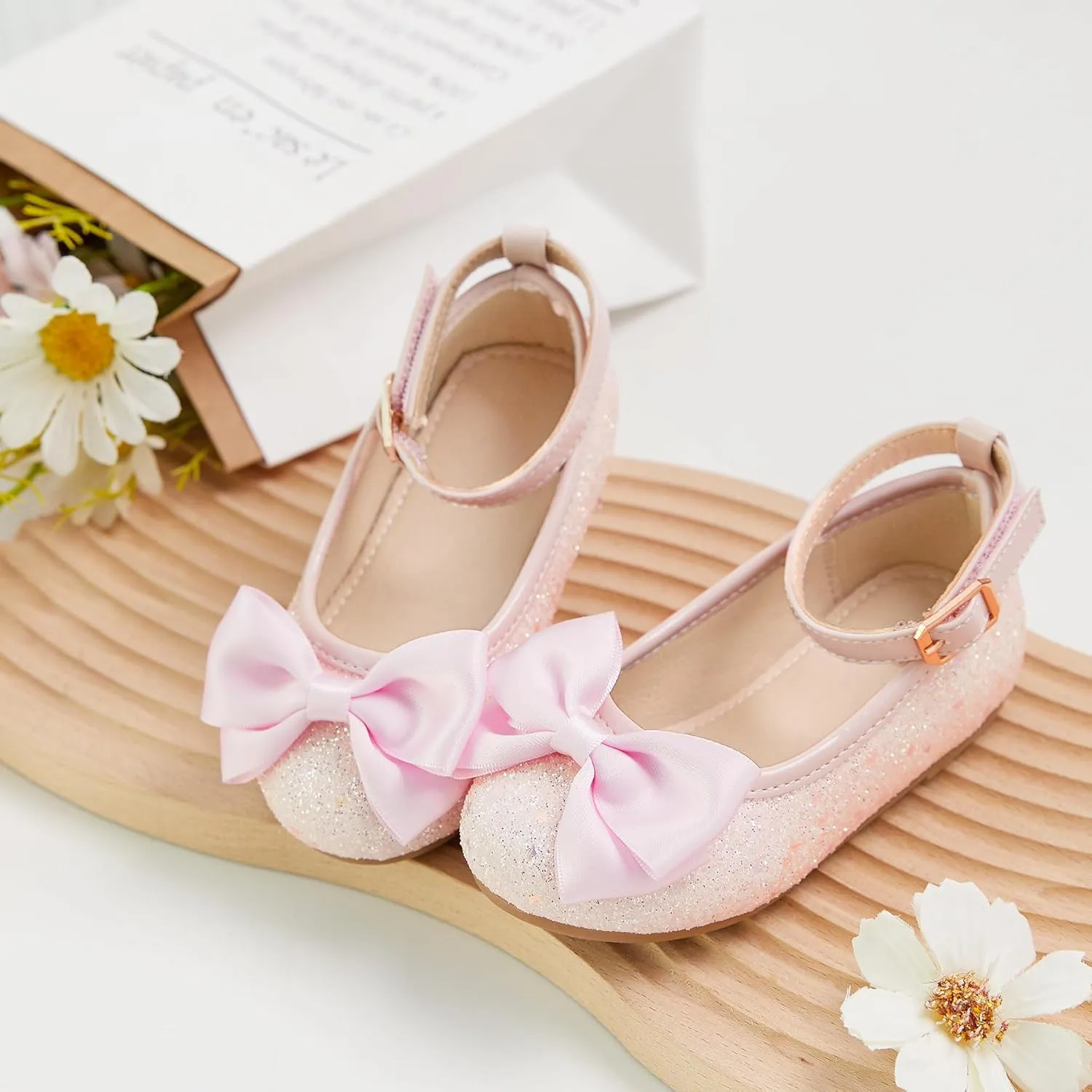 GINFIVE Toddler Girls Dress Shoes Mary Janes Ballerina Flats for Girls Shoes Toddler