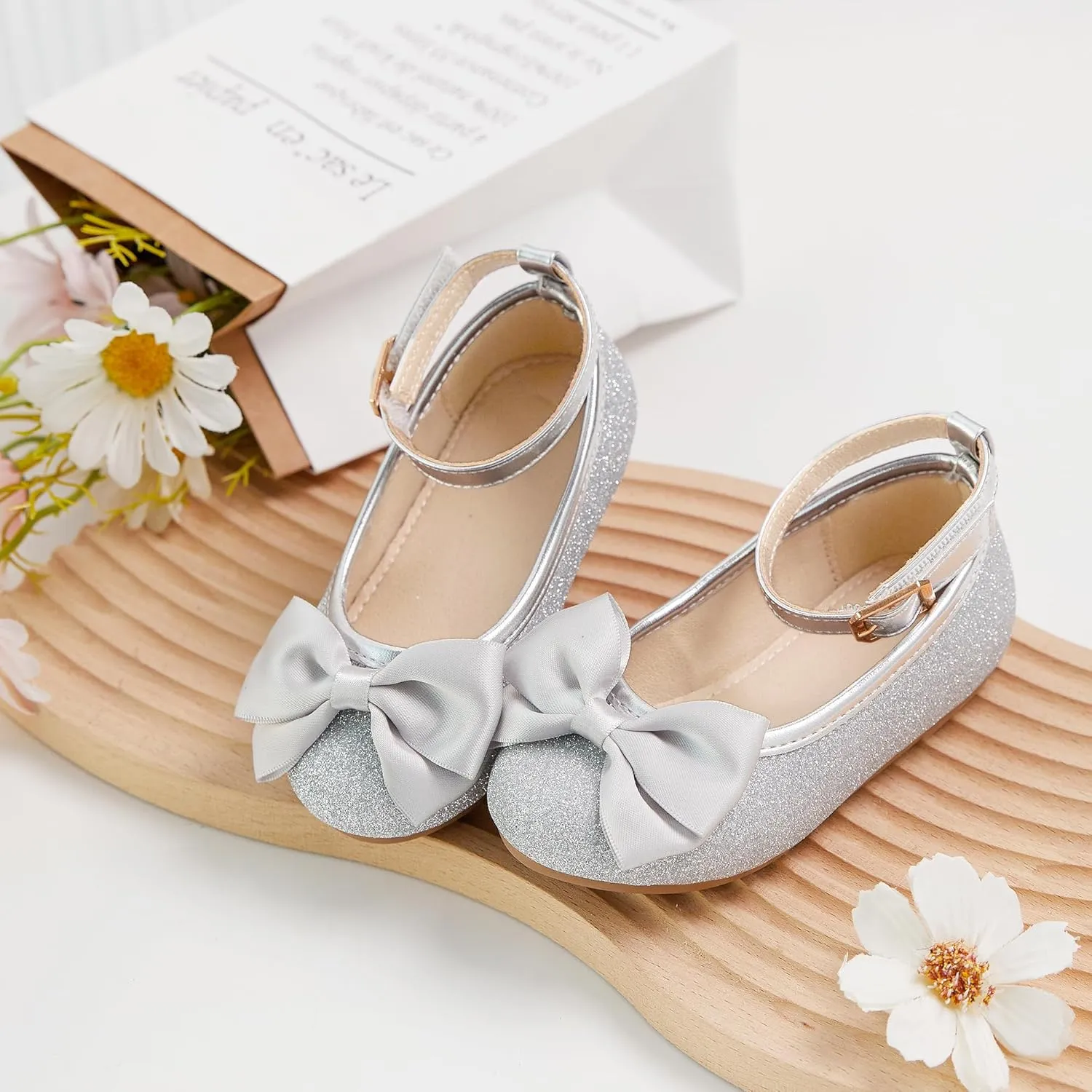 GINFIVE Toddler Girls Dress Shoes Mary Janes Ballerina Flats for Girls Shoes Toddler