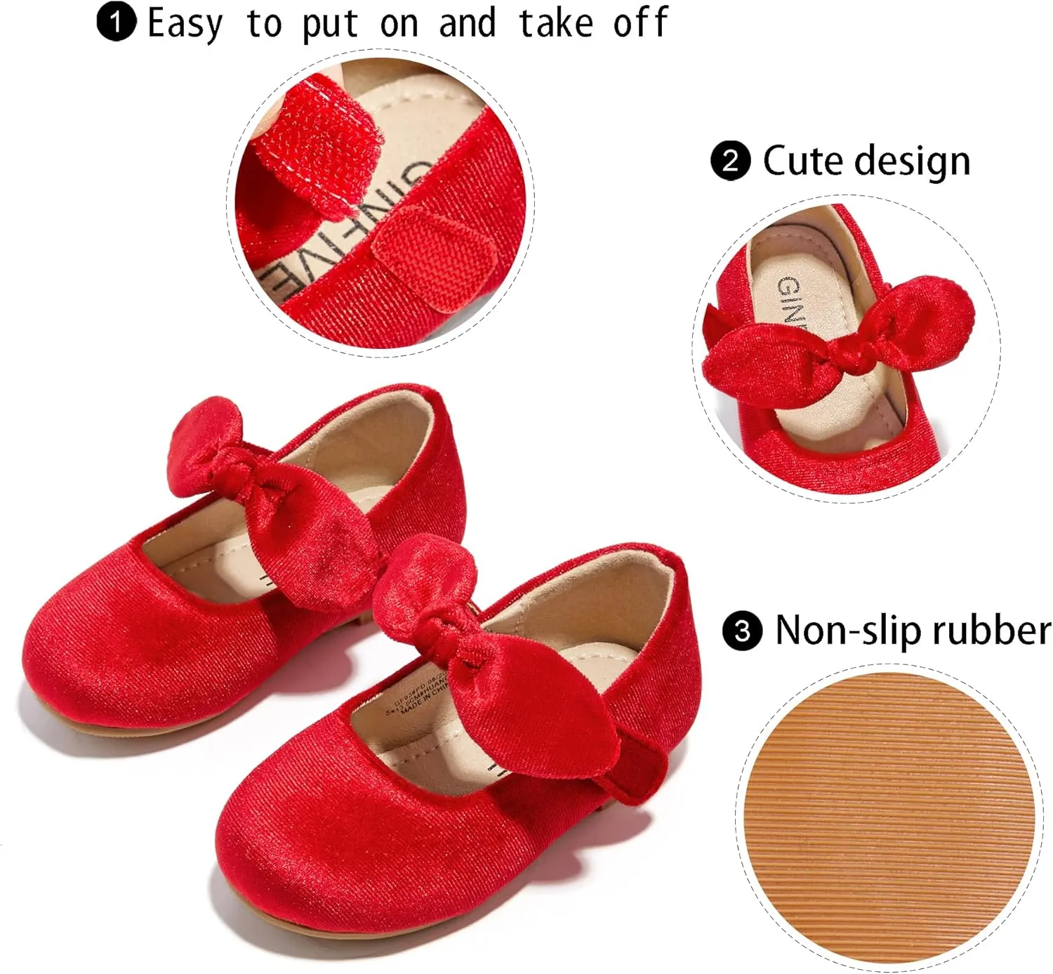GINFIVE Toddler Girls Dress Shoes Mary Janes Ballerina Flats for Girls Shoes Toddler