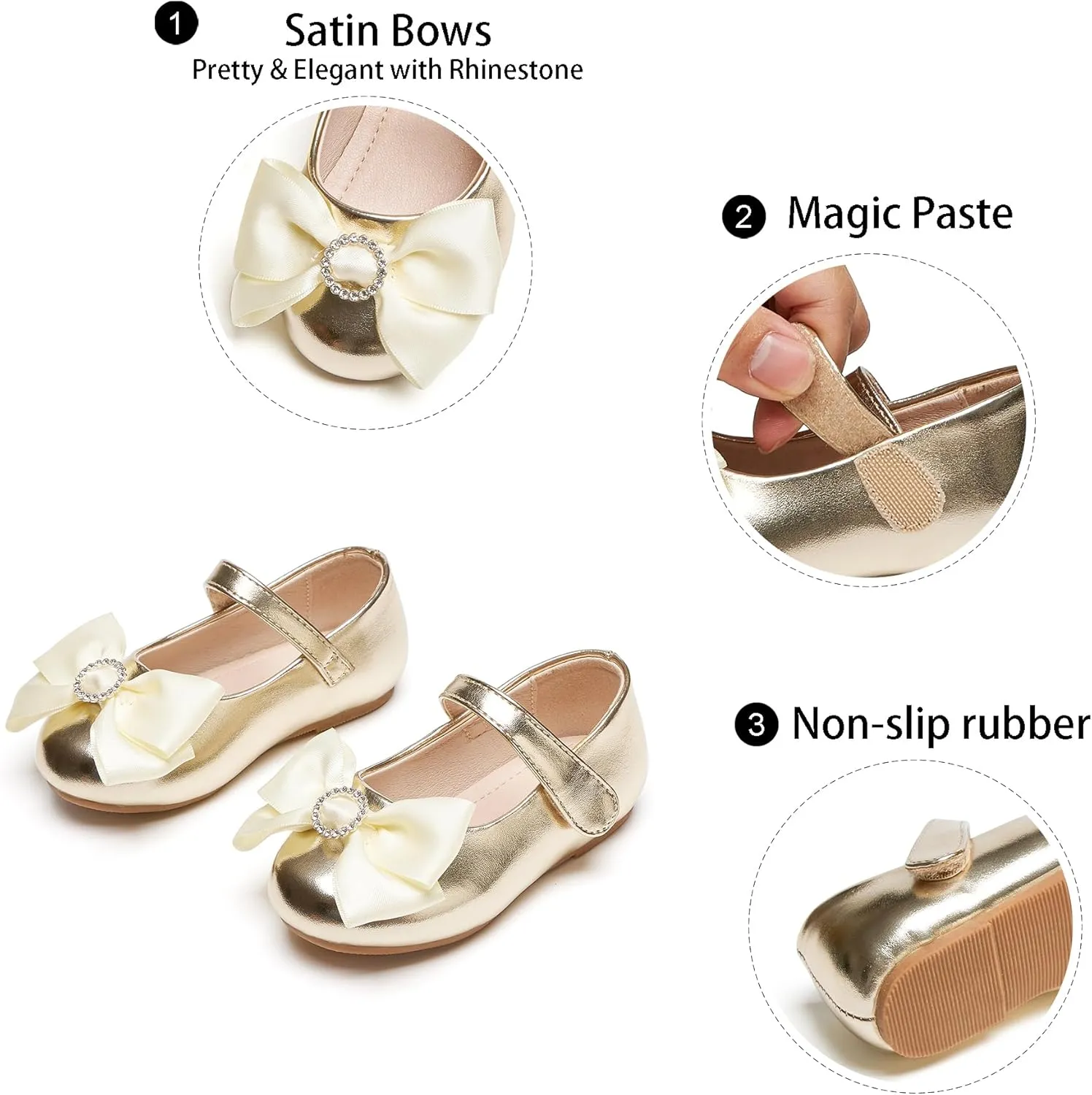 GINFIVE Toddler Girls Dress Shoes Mary Janes Ballerina Flats for Girls Shoes Toddler