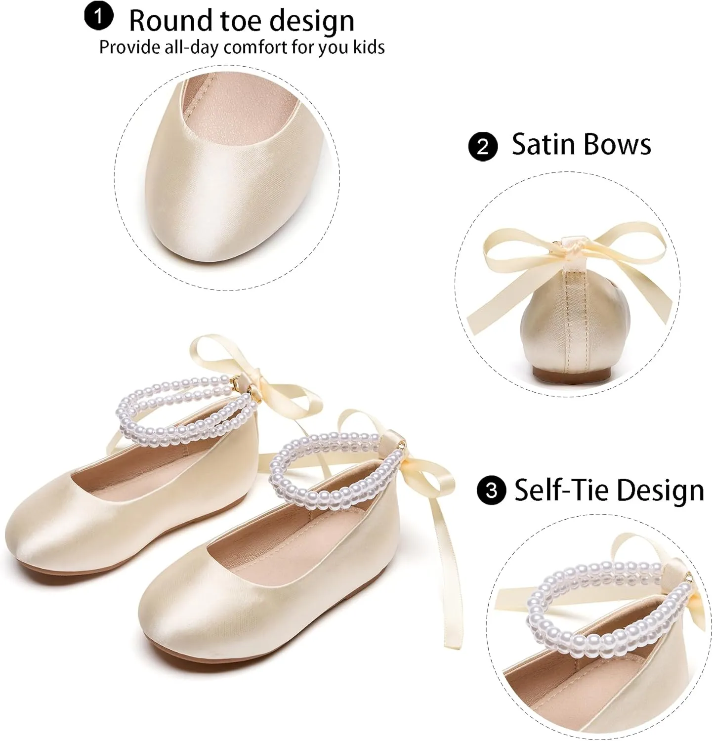 GINFIVE Toddler Girls Mary-Jane Little Girls Slip On Shoes Glitter Ballerina Flats Toddler