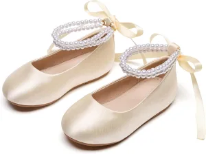 GINFIVE Toddler Girls Mary-Jane Little Girls Slip On Shoes Glitter Ballerina Flats Toddler