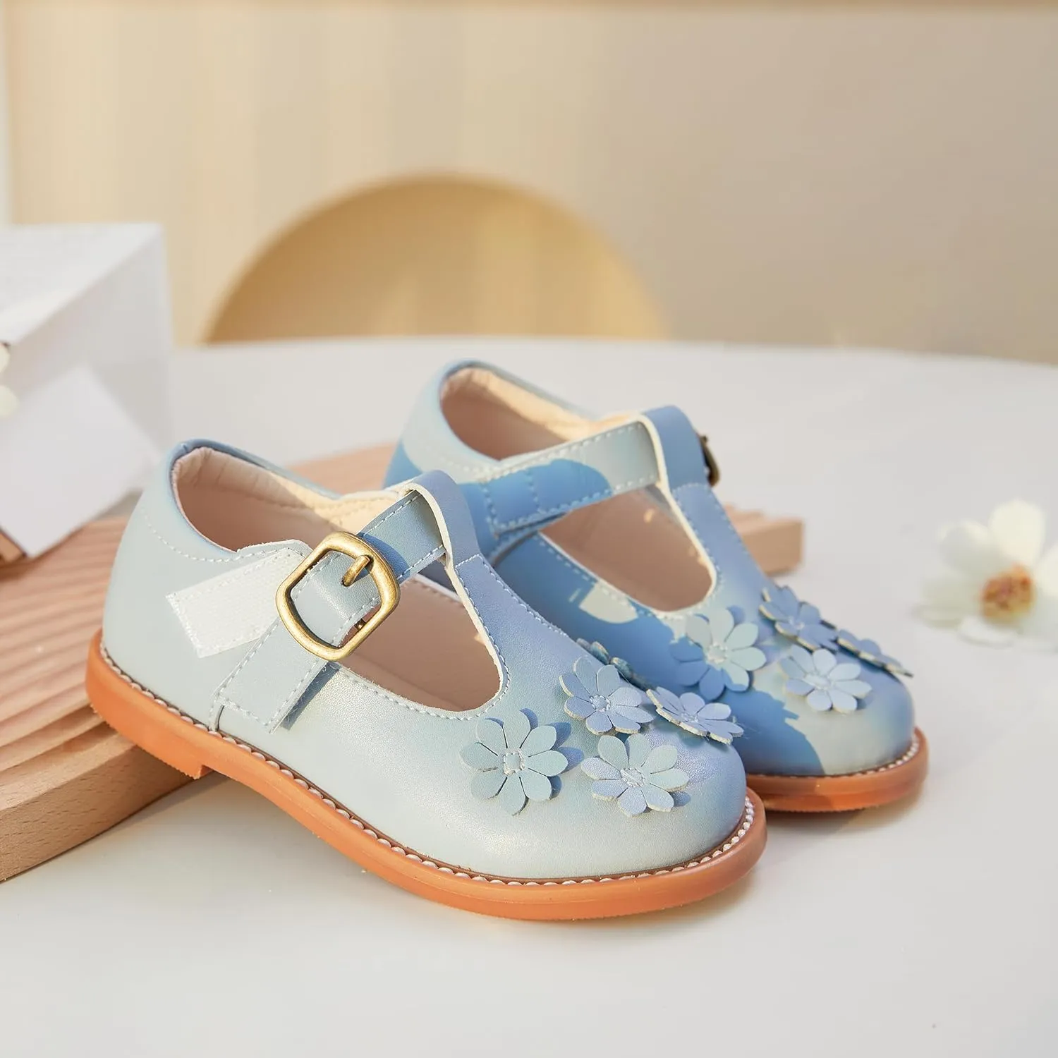 GINFIVE Toddler Little Girls Mary Janes Flats Girls Dress Shoes Kids Shoes