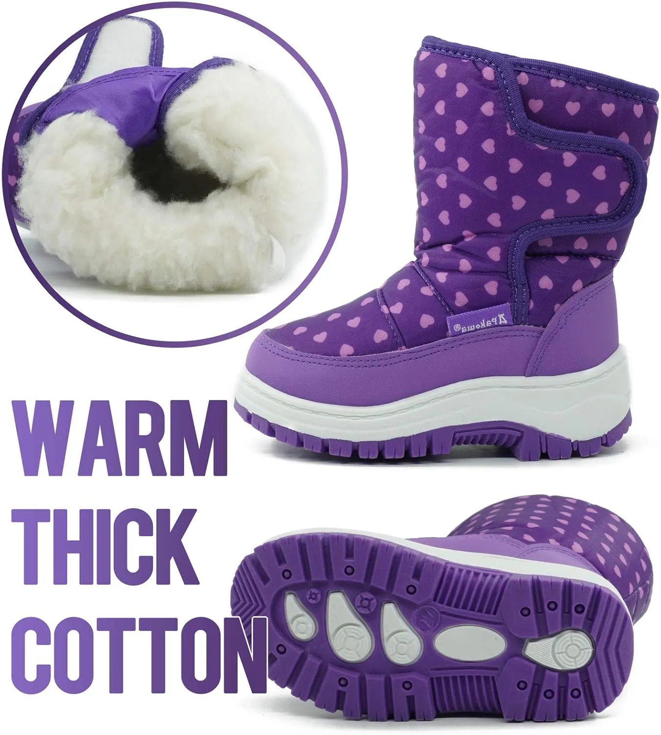 Girl snow boots for girls toddler little kid size Cold Weather Winter Warm Waterproof Outdoor Warm Faux Fur Lined Shoes (Toddler/Little Kid)